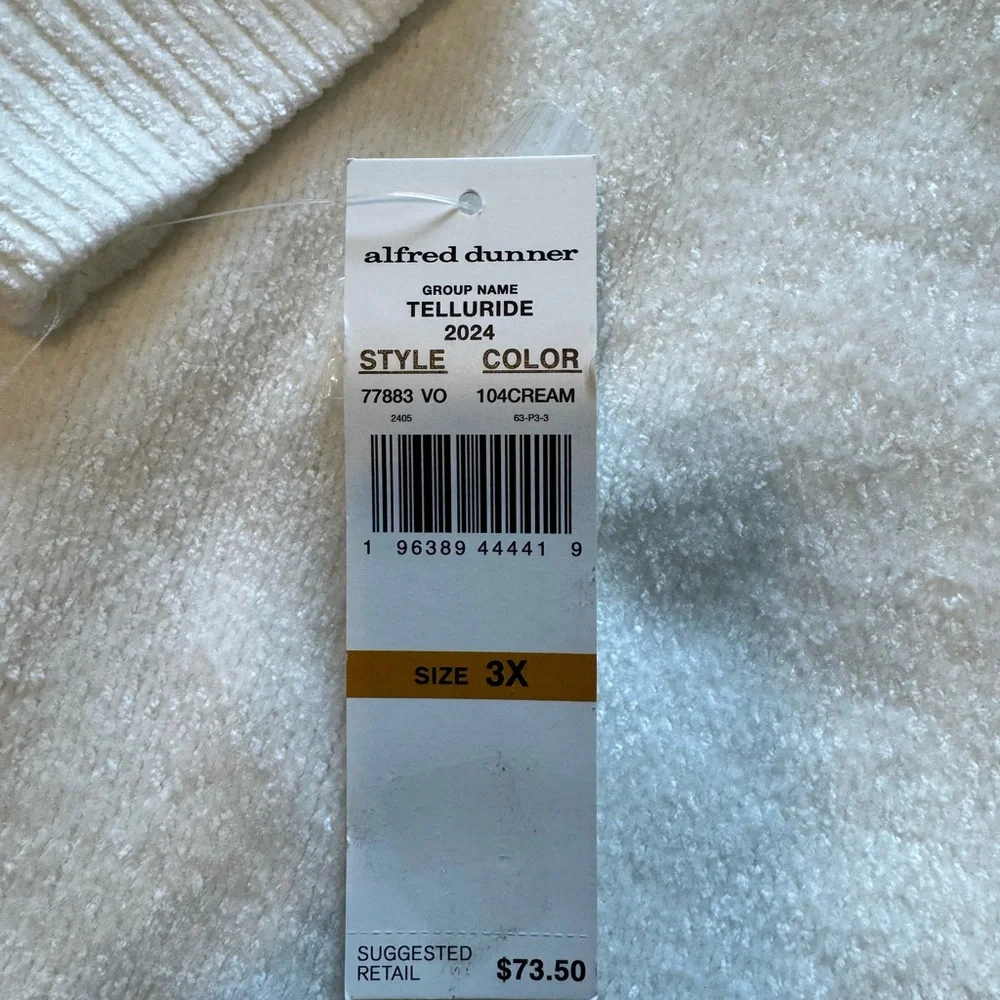 Telluride Floral Embroidered White Chenille Sweater 3x - Picture 4 of 9